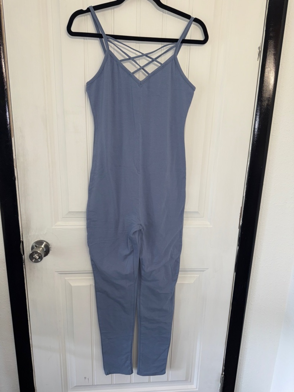 NWOT Crisscross Strap Jumpsuit in Dusty Blue